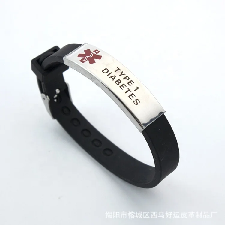 Fashion jewelry bracelets China Made Custom Logo Fashionable Wristband Silicone Bracelets Diabetes Bracelet