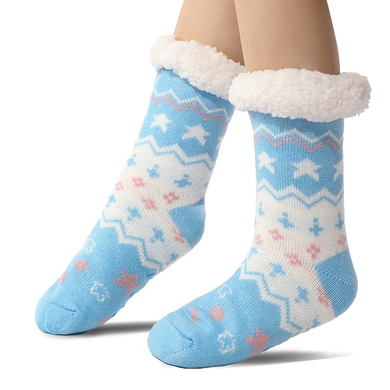 Quality cable knit slipper socks anti-slip thick slipper socks smart winter warm fluffy stylish socks