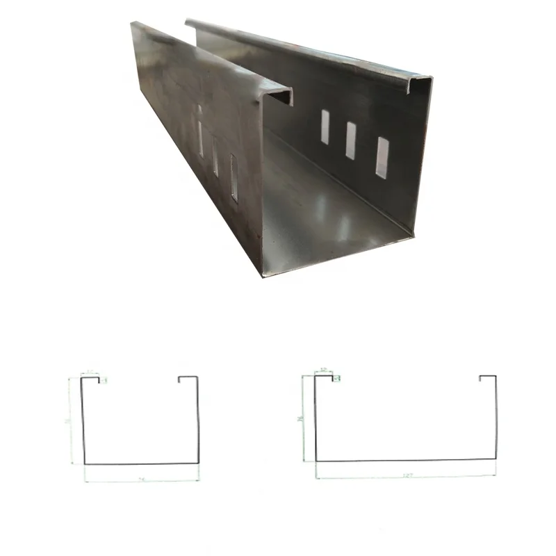 Full automatic c z u section steel profile shaped light steel purline roll forming machine for sale