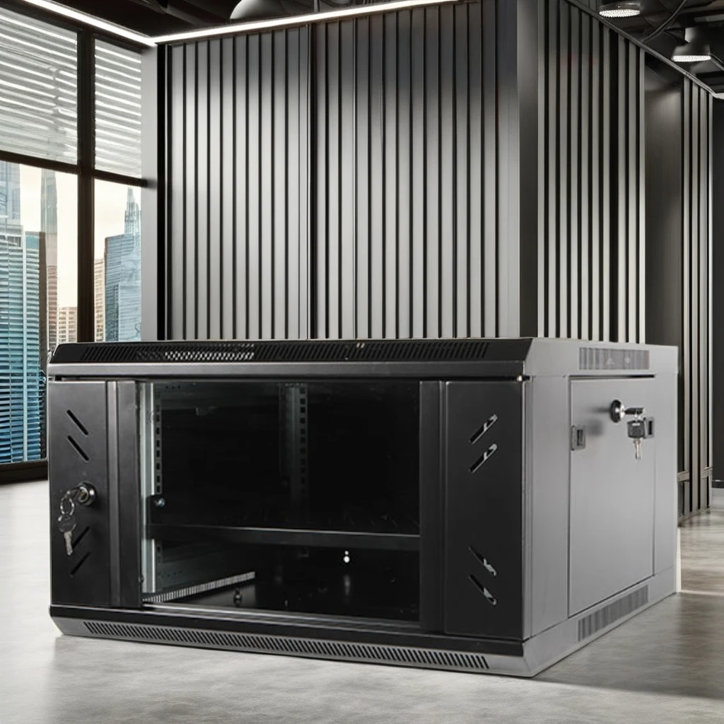 Black Perforated Door 6U Wall Mountable  9U 27U  42U Capacity with 19 Inch Standard Made of Steel  Network Server Cabinet