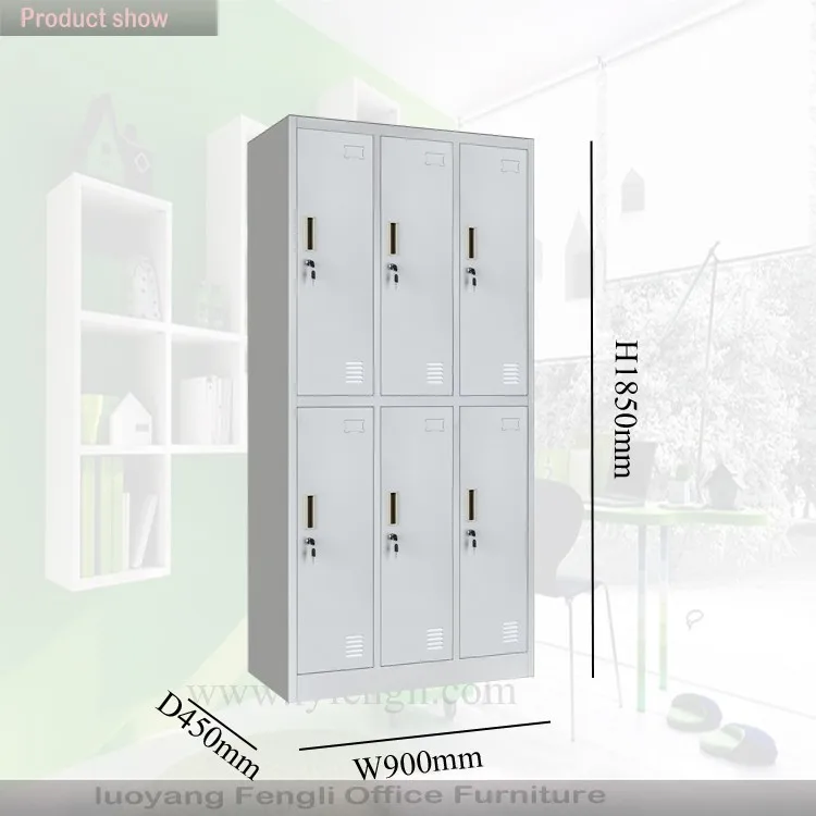Steel Six Doors Locker Cabinet Metal Storage Lockers For Changing Room School Metal Wardrobe