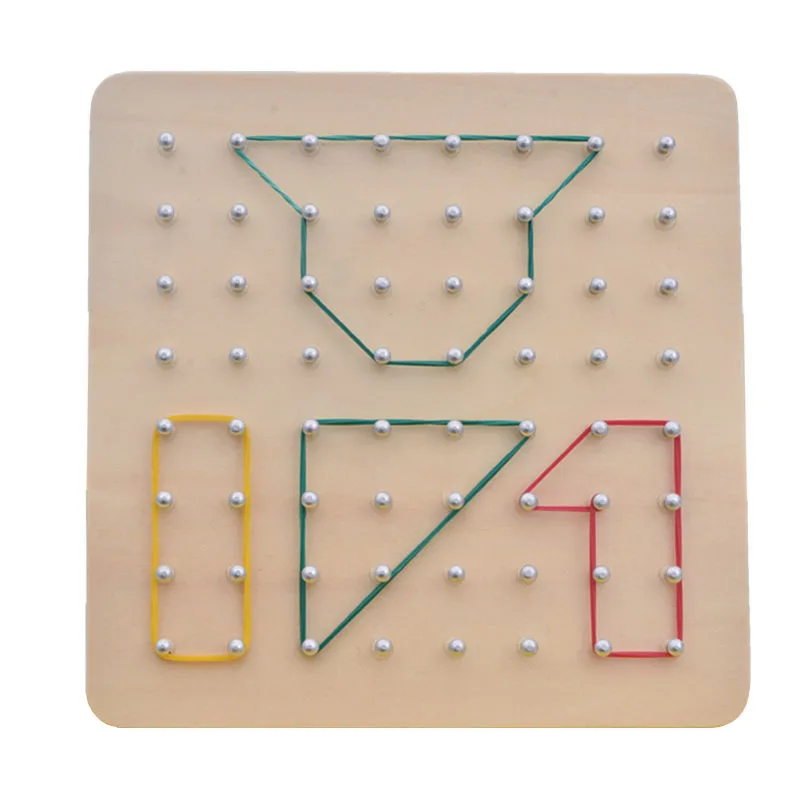 Montessori Toys Kids Creative Graphics Rubber Tie Nail Boards Children Educational Wooden Toys Preschool