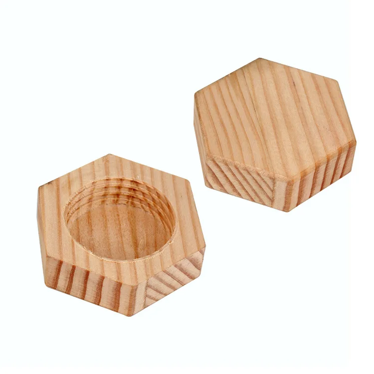 Hexagon honey glass bottle, wooden lid, bamboo lid glass bottle sealed can with transparent honey bottle