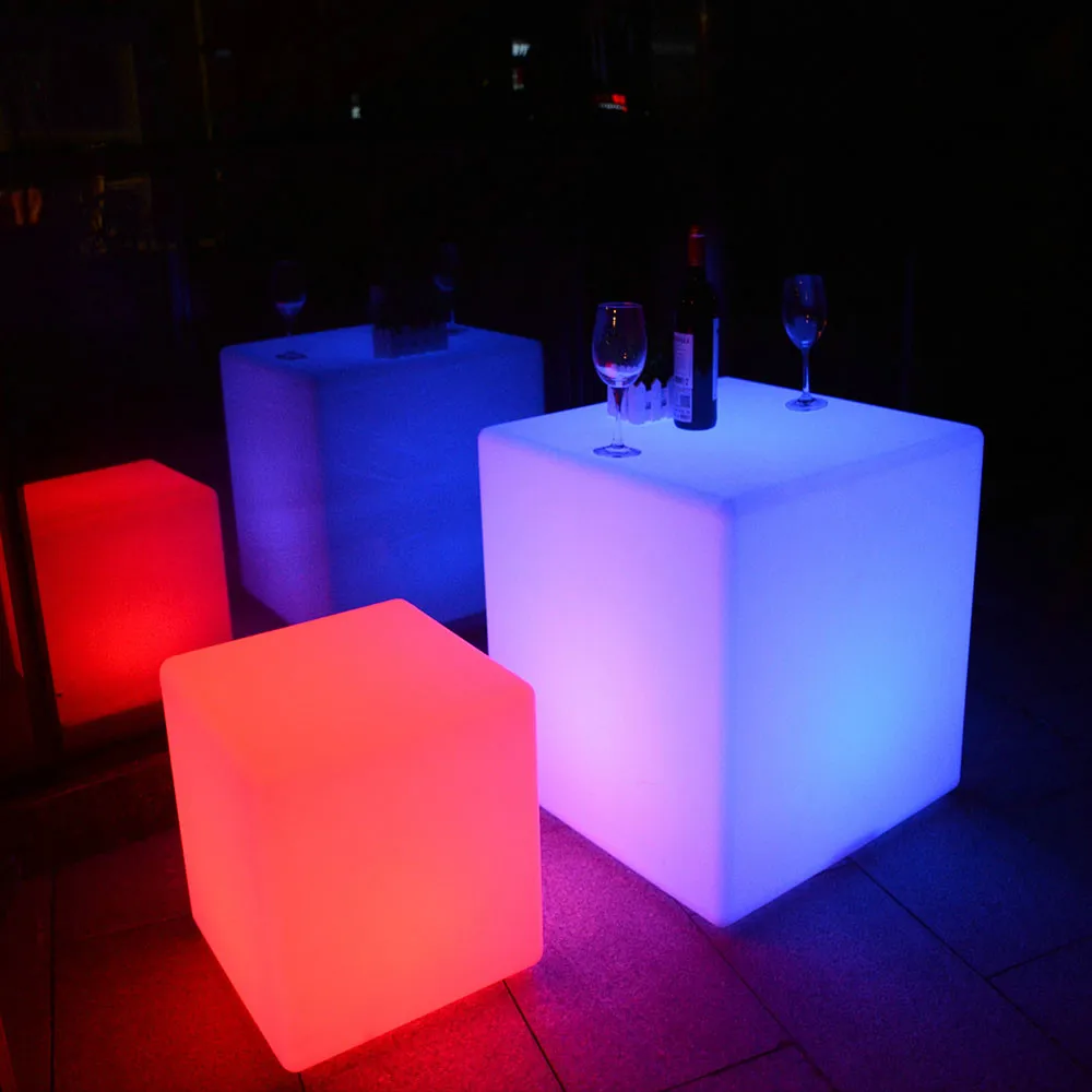 led cube chair /Rechargeable LED illuminated Bar plastic cube led light cube tables and hookah chairs for garden