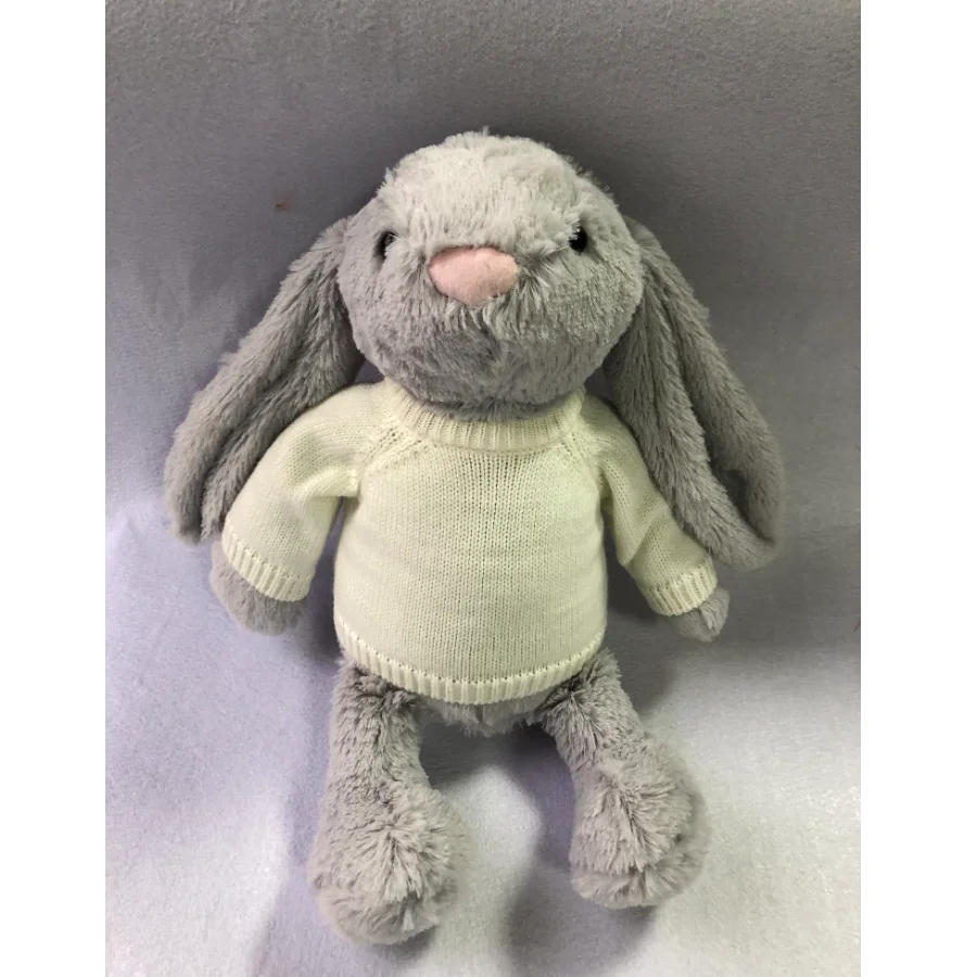 Custom Bunny Plush Toys Stuffed Animal Rabbit with White Wool Sweater