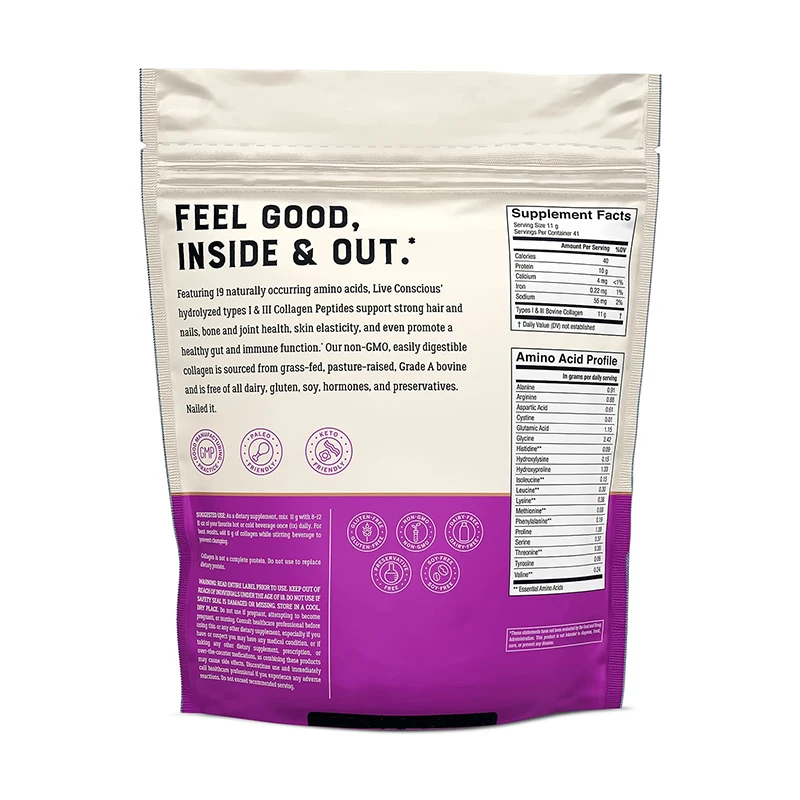 Grass Feed Hydrolyzed Bovine Collagen Type I and III Bovine Collagen Peptide Powder for Skin Whitening