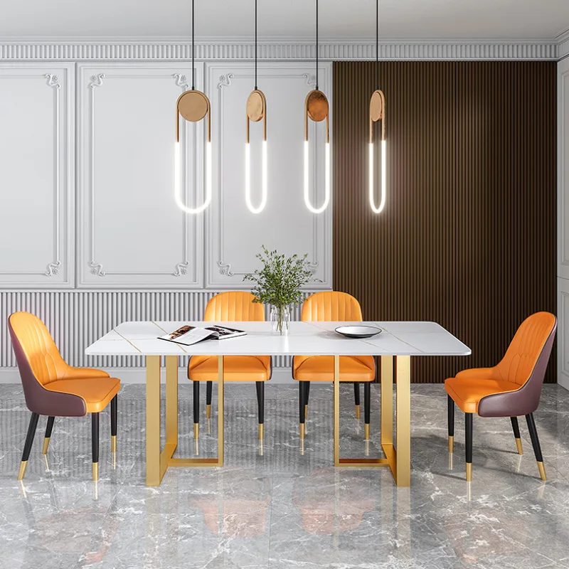 Nordic home furniture retractable marble top dining room table luxury set