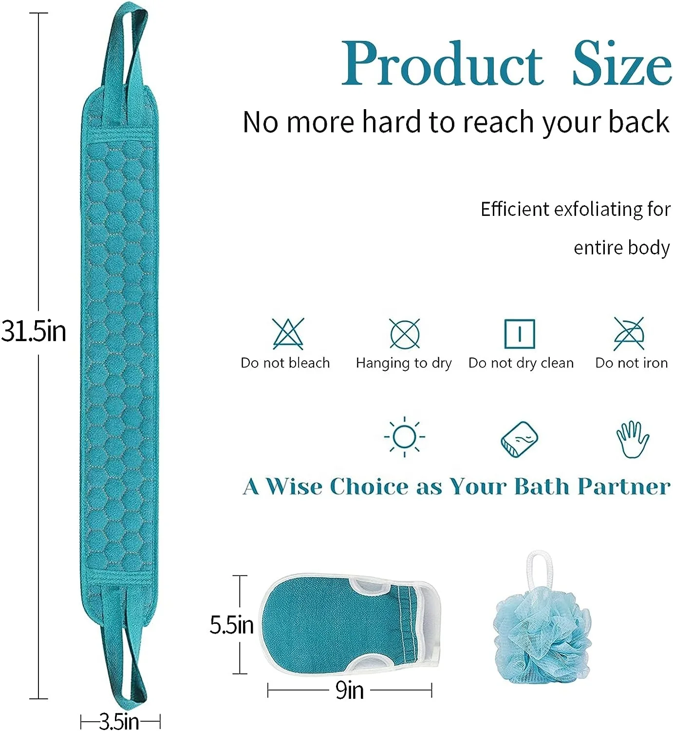 Factory Price 3-pack Body Scrubber Set - Includes Bath Gloves  Mitts and Shower Bath Sponge Loofah Back Scrubber for Shower