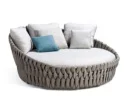 Outdoor Garden Patio Pool Double Chaise Round Rope Aluminum Furniture Sunbed  Leisure Daybed