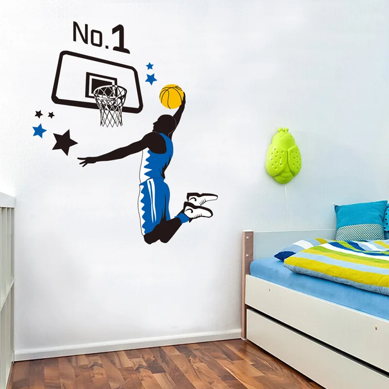 Sports Basketball vinyl wall Stickers WallPaper For Kids Room bedroom Decor mural GYM room Decoration Accessories wall sticker