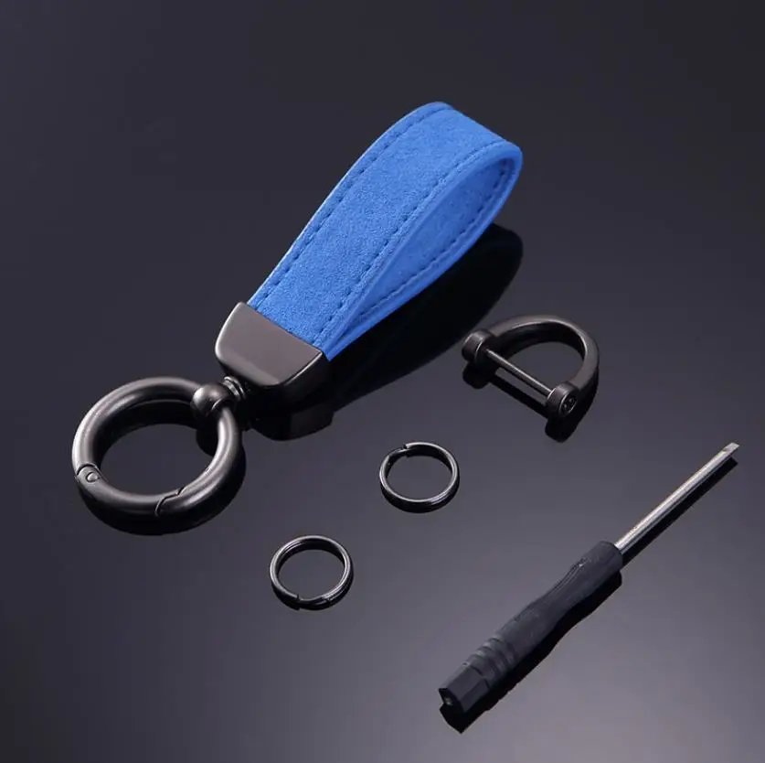 Custom Logo Leather Key chain For Car Suede Alcantara Amg Bwm M Sline Keychain