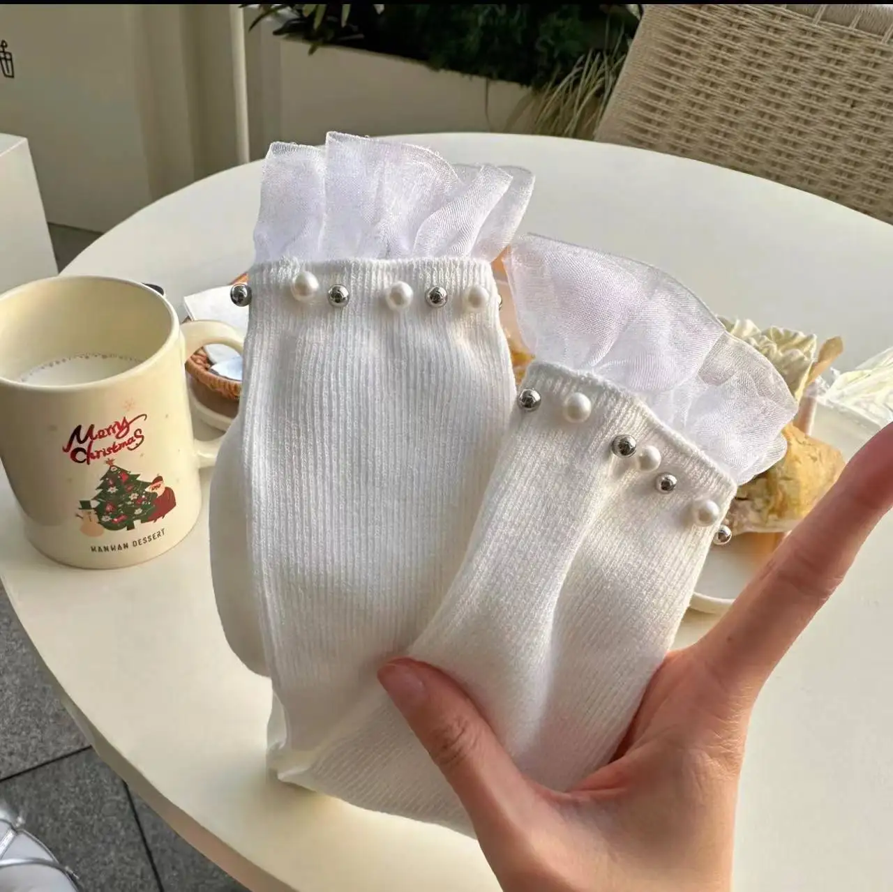 Cotton Breathable Women Socks Sweet And Cool Girl Lace Mid Tube Trendy Socks  Lace Pile Female Slouch Socks