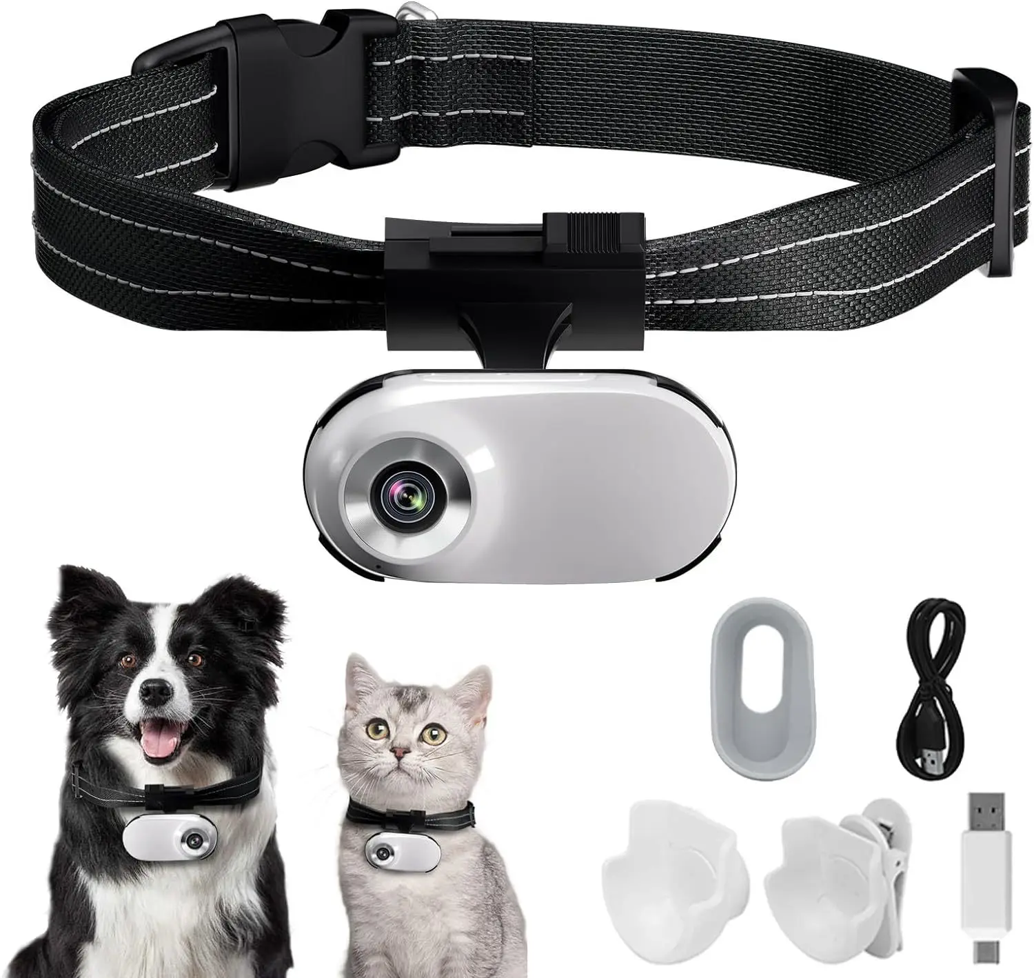 HD 1080P Dog Tracker Collar No WiFi Needed Cat Collars Camera Sport Action Camera with Video Records Mini Body Cam