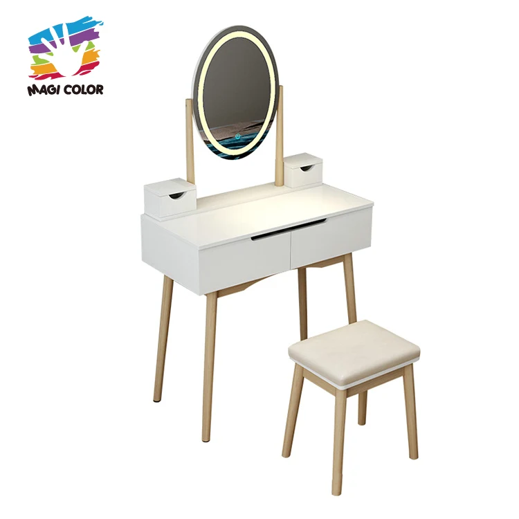 Bedroom Factory Wholesale Vanity Makeup Mirror With LED Lights Dressing Table W08H176