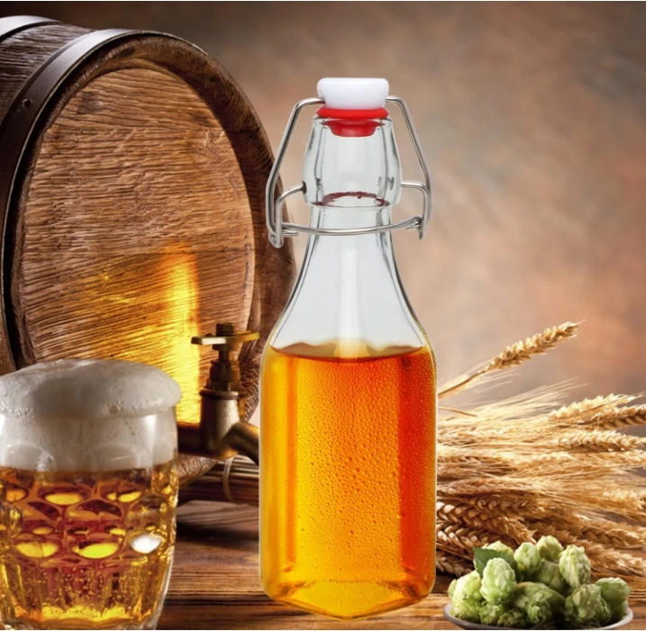 Brand New High Quality Snap On Tequila Bottle 250ml 500ml 750ml 1000ml Rum Whiskey Spirits Drinks Round Clear Glass Bottle