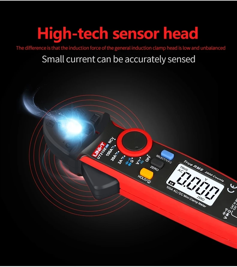 UT210E Pro блок мини цифровой AC DC токовый клещи Вольтметр напряжения 100A Амперметр электрический тестер