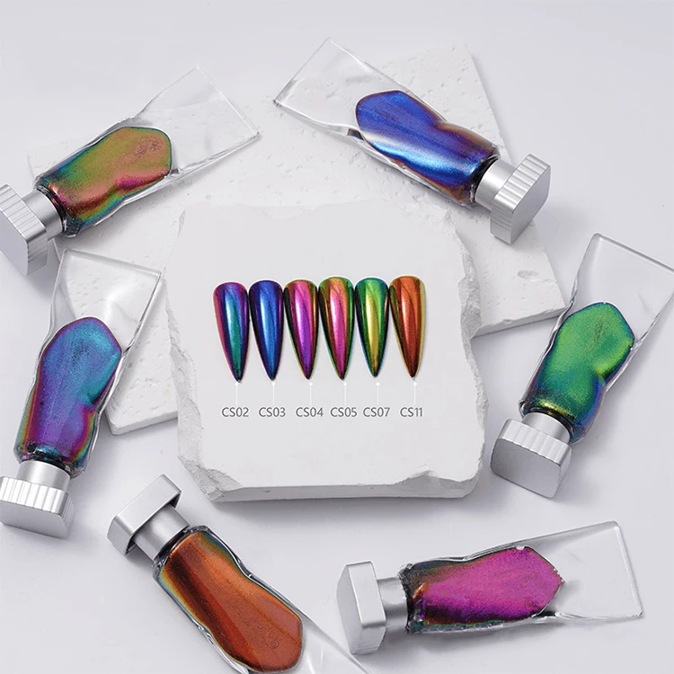 OEM Colors Liquid Type Mirror Chrome Powder Metallic Effect for Professional Nail Art Decor Manicure Nails Glitter Pigment