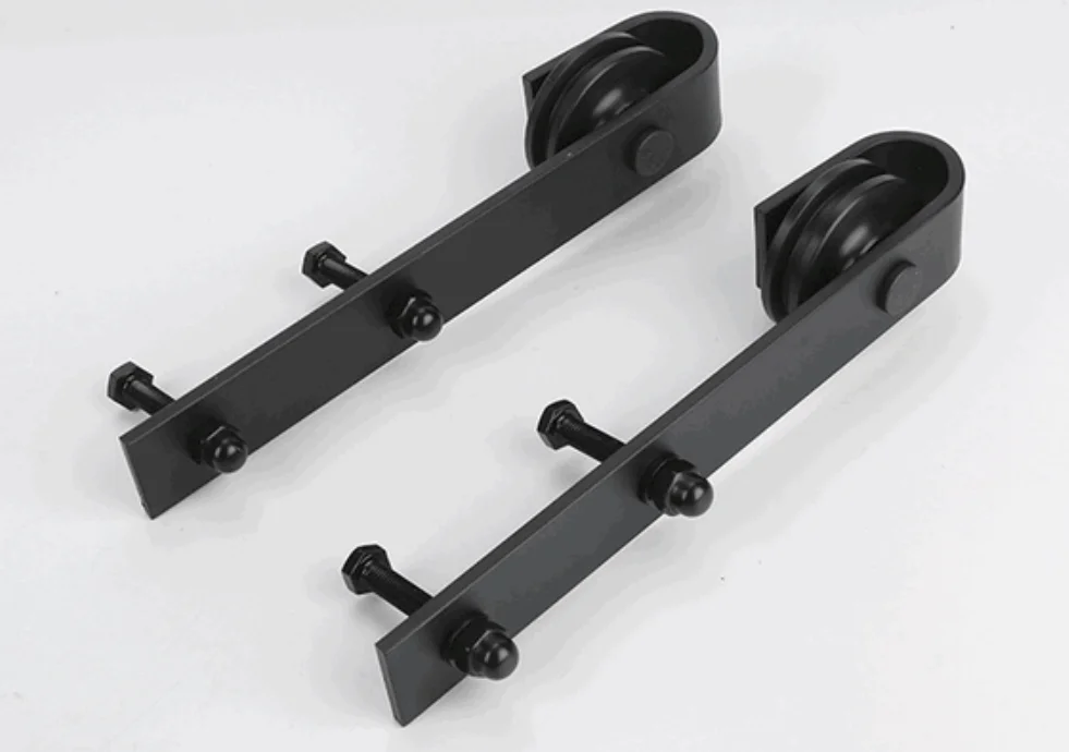 China Factory Manufacturer Barn Door J Shape Accessories Top Mount Black Sliding Barn Door Hardware Kit Barn Door Hardware