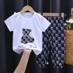 Newest children kids summer T-shirt pants suit breathable cartoon casual short-sleeve top thin section t-shirt clothing set