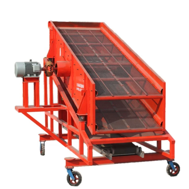 YK1236 mobile inclined circular type gravel vibrating screen with belt conveyors