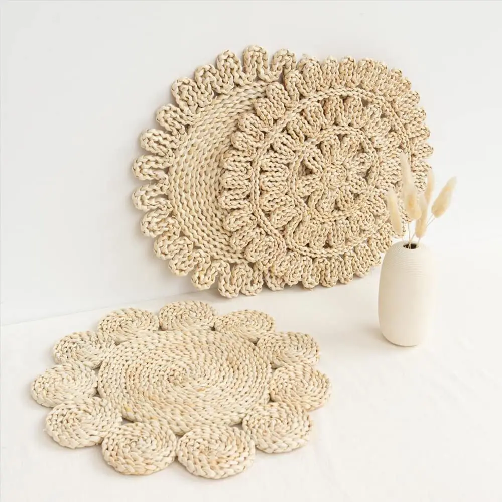 Liso Wholesale Natural Round Woven Placemats Corn Husk Rattan Placemats