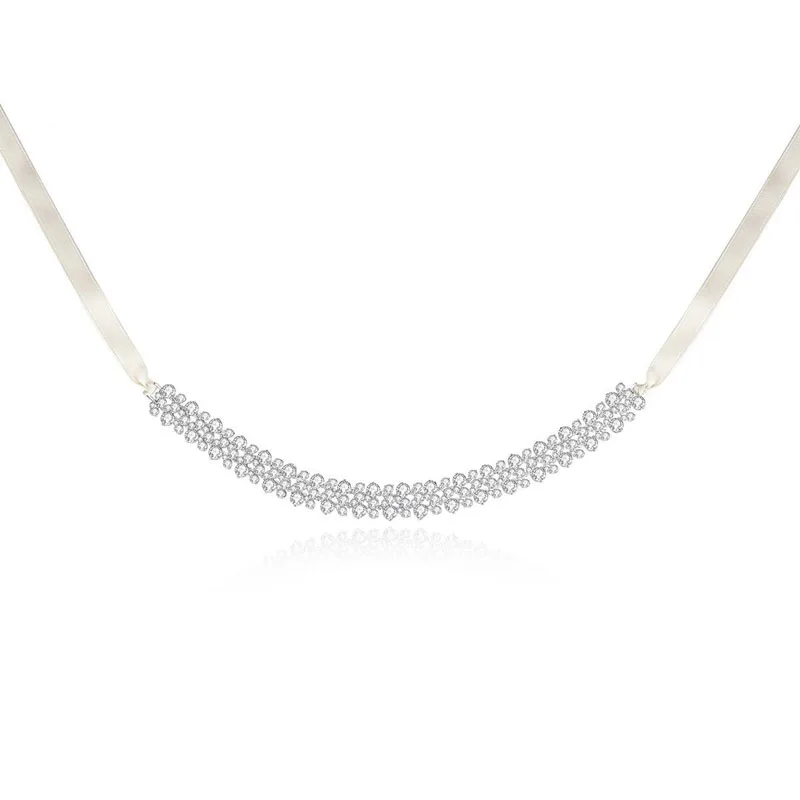 Женская Гибкая повязка на голову SLBRIDAL с кубическим цирконием (ожерелье или ремень), медная цепочка из мягкой меди, свадебная бижутерия для волос с кубическим цирконием