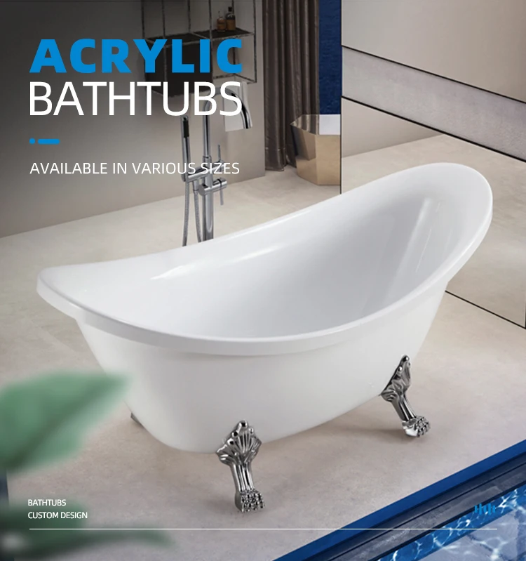 CUPC Hotel standard 1.7 m solid surface acrylic bathtubs with legs