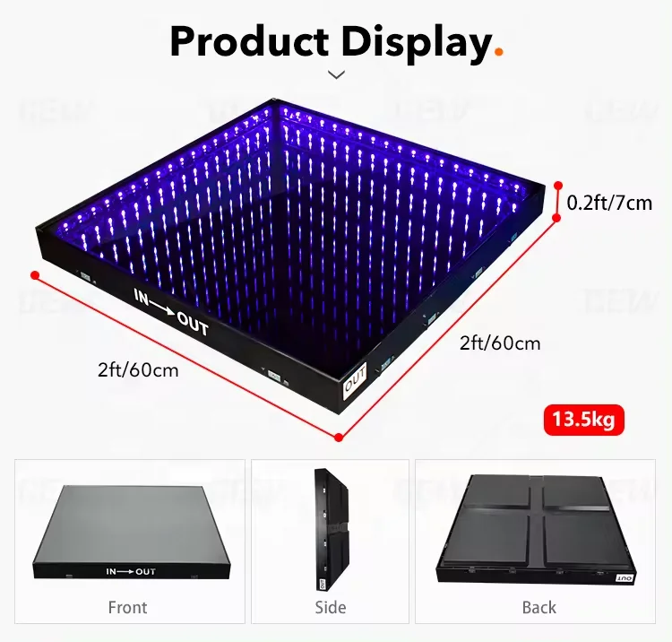 Rechargeable Magnetic Easy Install 3D Infinity LED Mirror Dance Floor