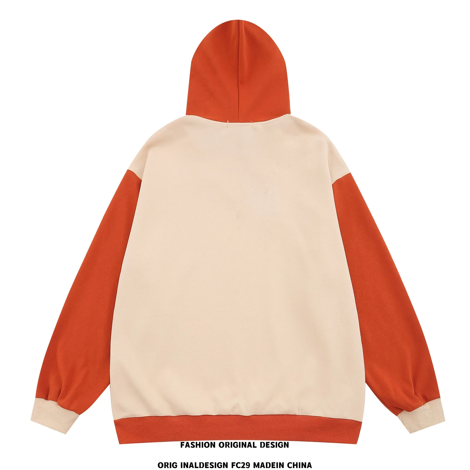 Digital direct print hoodie jumper custom fashion cotton hoodie for men and women off shoulder red orange rope coat