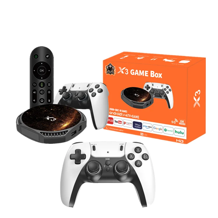 2024 X3 Gaming TV Box Video Game Consoles Dual Wireless Controller Android 13 TV Box 4K 20000 Games Arcade Retro Game Console