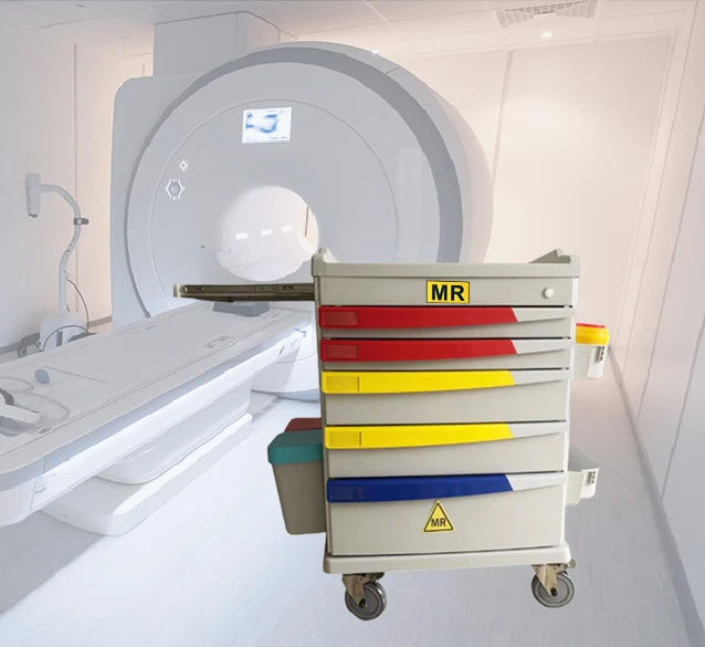 Anti magnetic drug trolley/ MR Conditional medicine trolley with 5 drawers, for 1.5T and 3.0T MR system