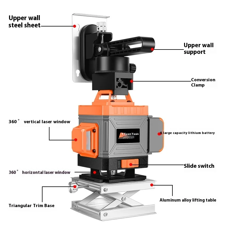Best-Selling 50m Working Distance Industrial Rotary Laser Level Green Infrared with Strong Light for Outdoor DIY Use Wholesale