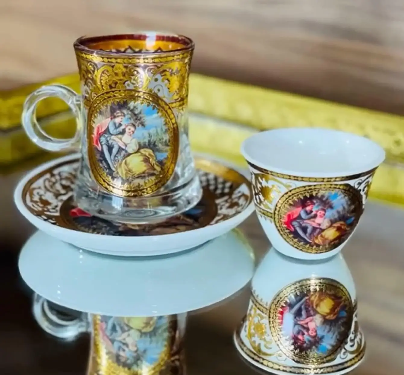 Легкая Роскошная Турецкая кофейная чашка эспрессо и блюдце, чайный набор, подарок для отеля, вечеринки, украшение для дома
