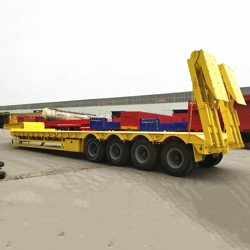 4 Axles Lowbed Semi Trailer Heavy Machinery Transport Lowbed Semi Trailer For Sell