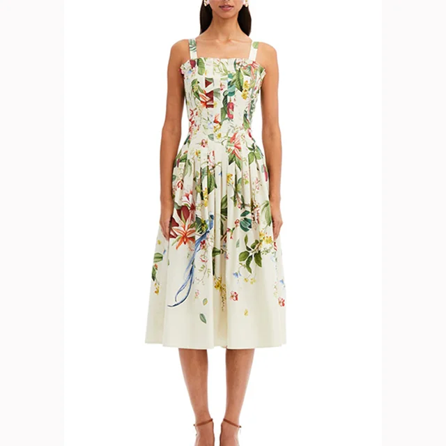 Bettergirl 2024 Latest Design Factory Custom Lady Casual Cotton Midi Dress For Clothing Women Summer Elegant Floral Dresses