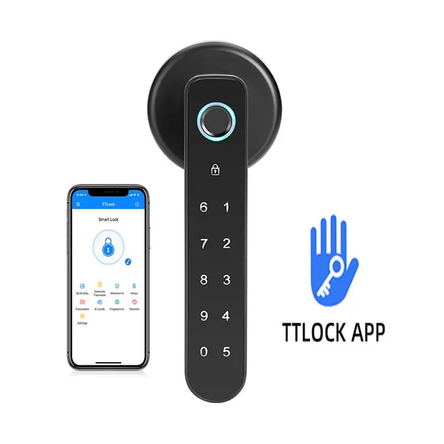 Single latch dead bolt digital smart door lock passcode biometric home wooden bedroom electronic fingerprint door handle lock