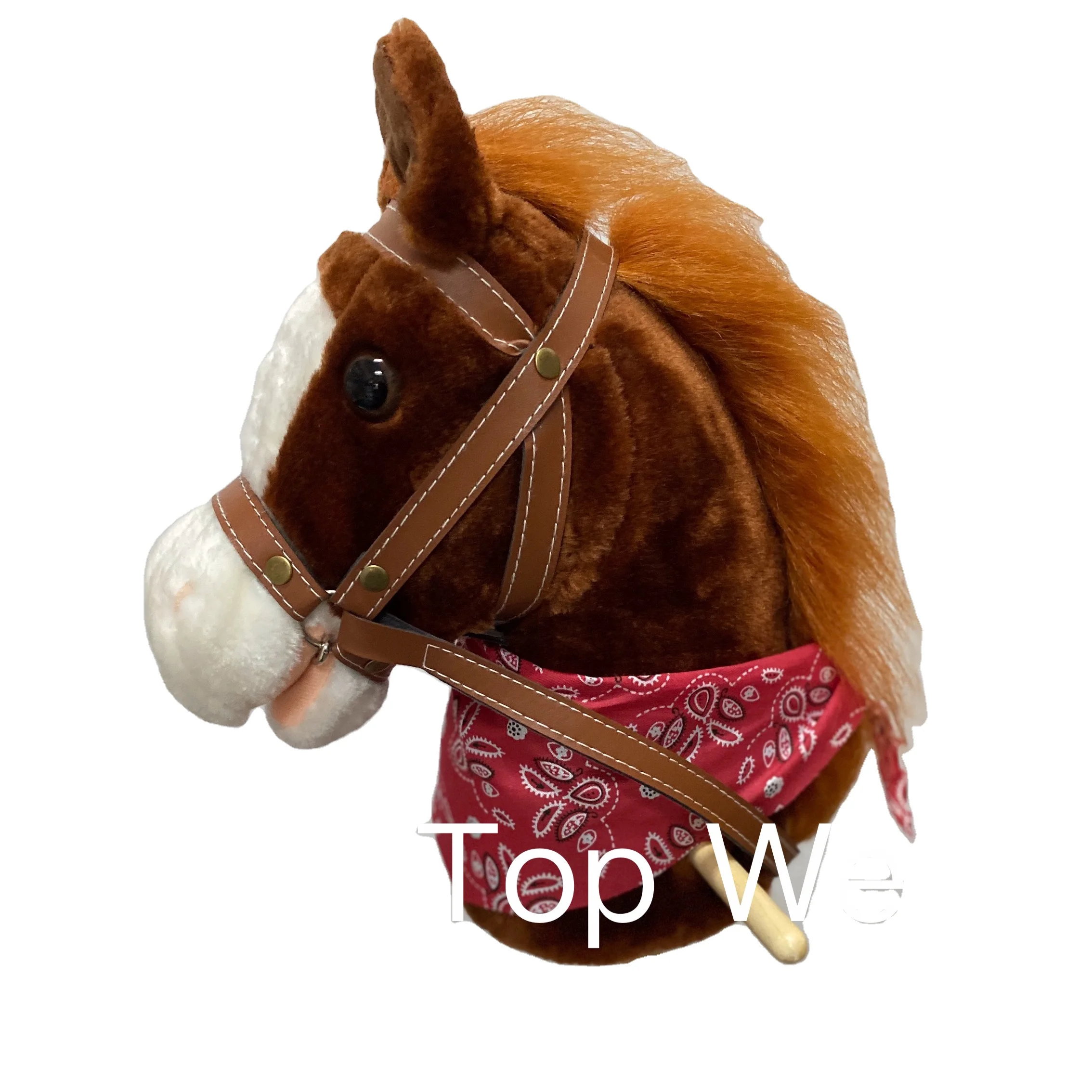 2022 Spring Wholesale factory direct supply 94cm long red scarf hobby horse stick toy with clip clop horse sound