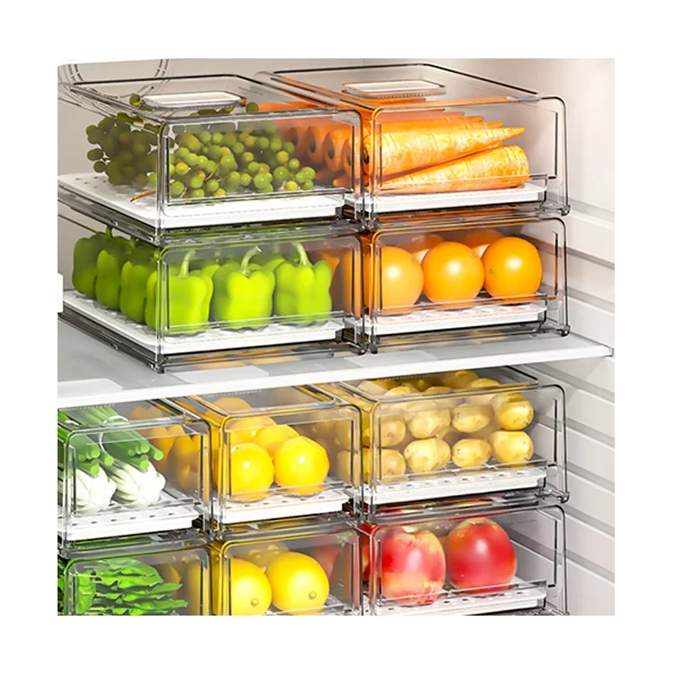 Кухонная прозрачная пластиковая коробка для хранения пищевых продуктов набор контейнеров квадратный органайзер холодильника Чиппер ящики (1600482095102)