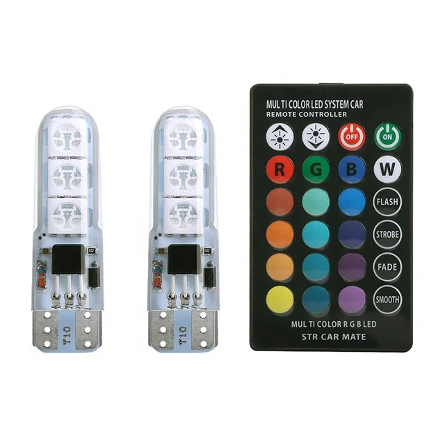 Automotive LED width indicator T10 silicone 5050 6smd remote control RGB