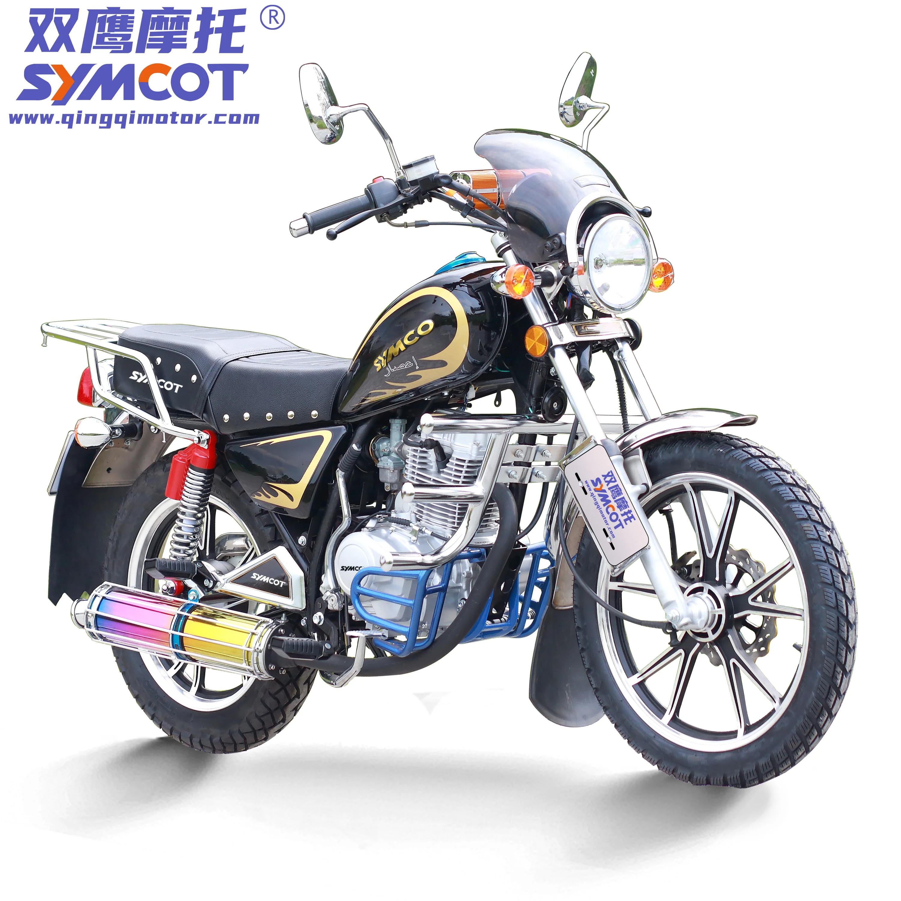 Светодиодная фара Sharon GN150 GN200 с 13 спицами и алюминиевым ободком, протектор двигателя mp3, грязезащитная пленка с цветным глушителем