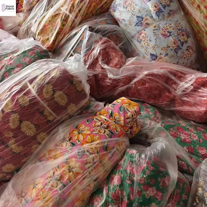 Hot selling good price kg price polyester fabric printed stretch stock lot 95% polyester 5% spandex print for dress