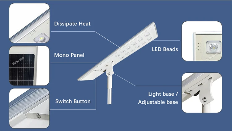 WAKATEK High Class and Easy Installation 100w All In One Solar Street Light