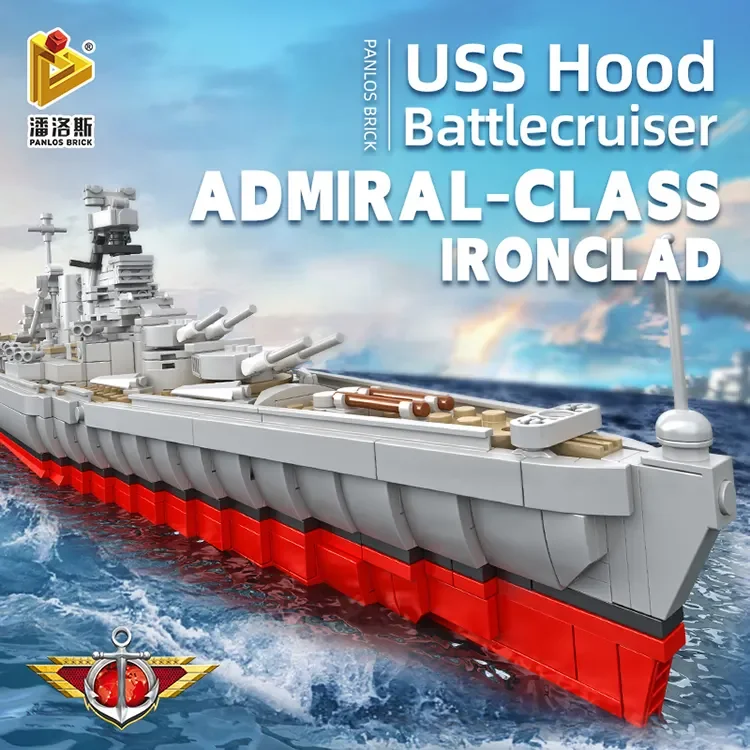 New Arrival Panlos Sumptuous Warship Model Toys Series Bricks Set USS Hood Battleship  Assembled Building Block Toys 637001
