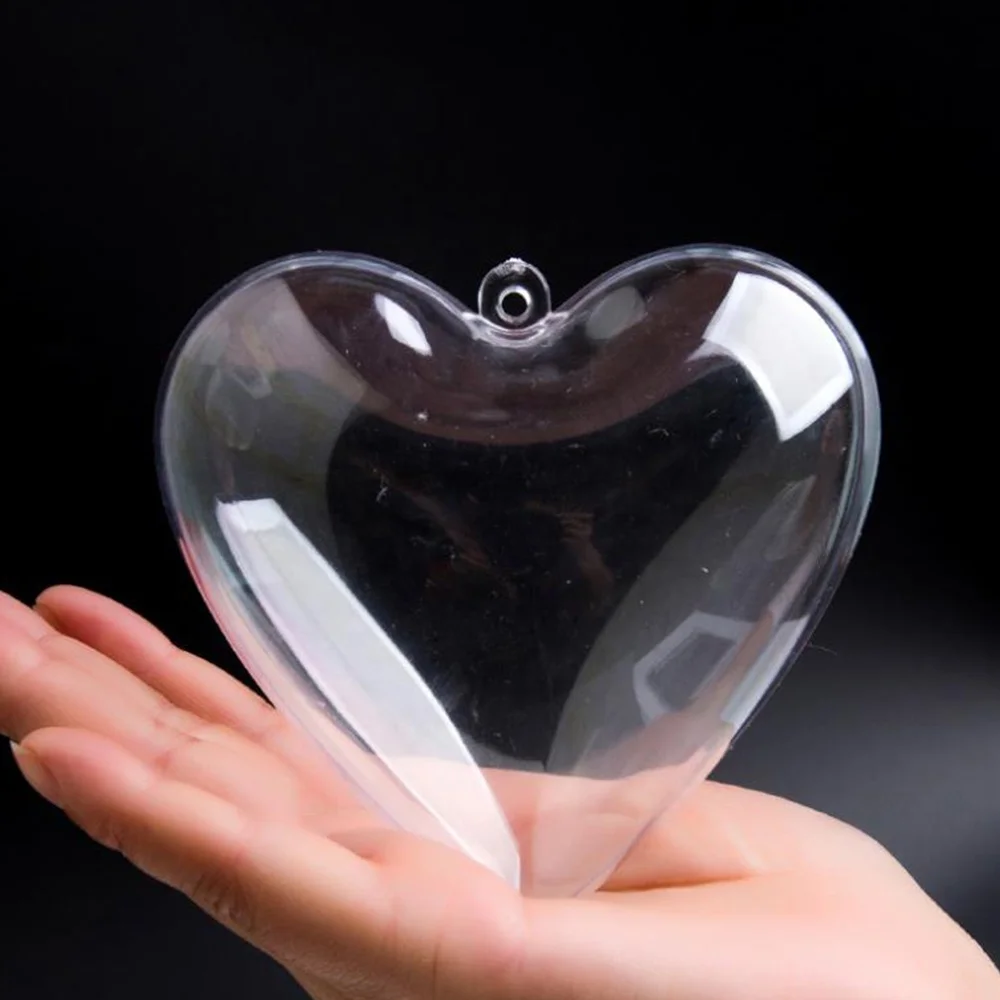 Transparent Heart Shape Balls Plastic Fillable Baubles Wedding Party New Year Ornament Hanging Spheres Christmas Tree Home Decor