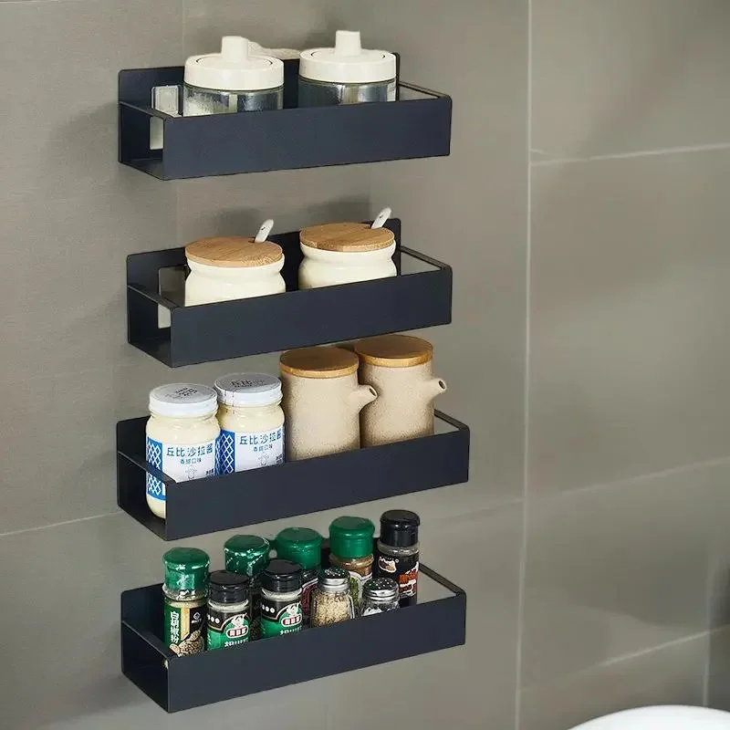 Magnetic Spice Storage Rack Organizer Refrigerator and Oven Black Fridge Organizers and Storage