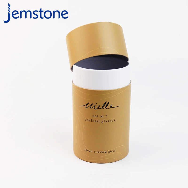 Customized Wine Gift Brown Kraft Paper Tubes Custom Wine Glass Cardboard Packaging Cocktail Paper Tube Box