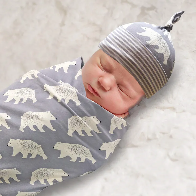 manufacturer Organic Bamboo Swaddle Blanket and Hat Set Print Bamboo Muslin Swaddle Blankets Natural Eco Infant Swaddle Blankets