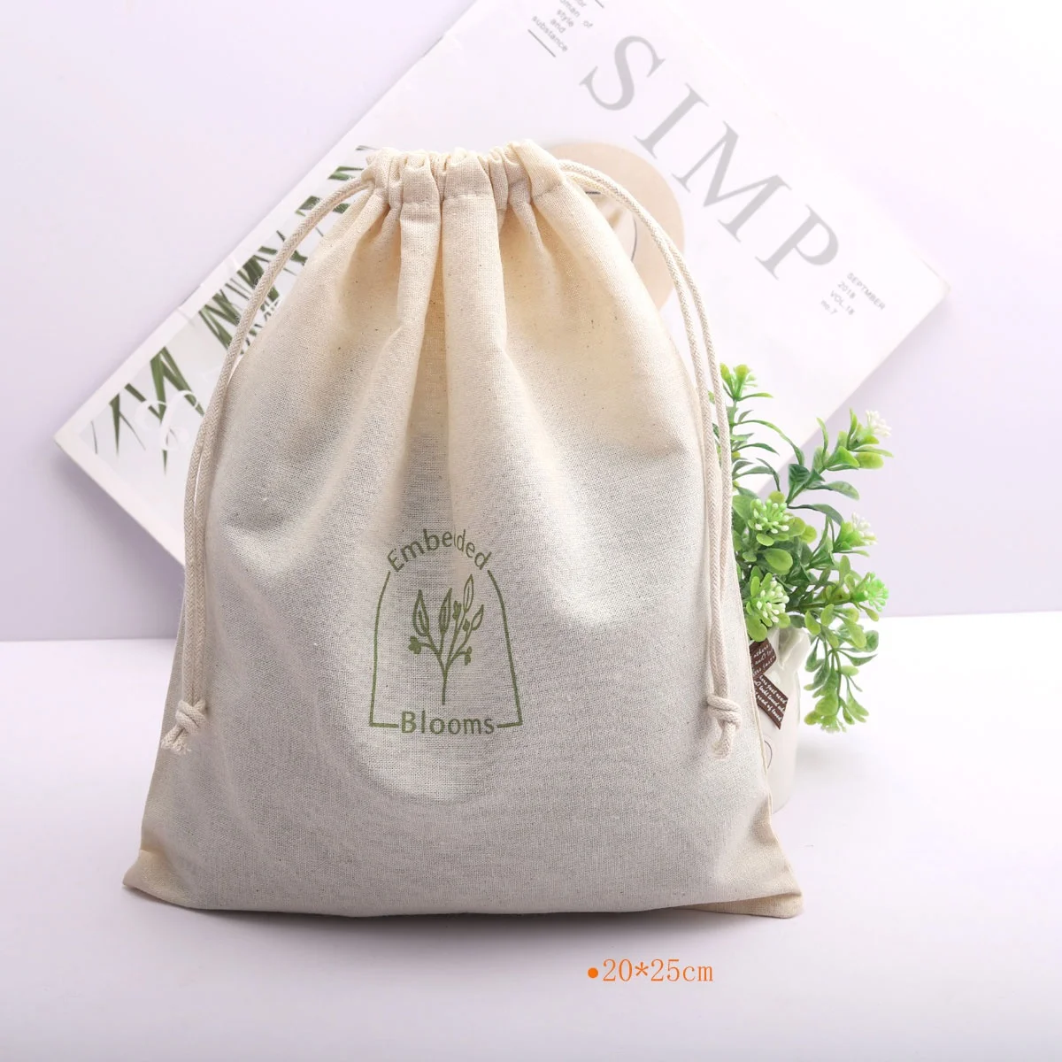 Custom Organic Cotton Drawstring Hangover Kit Shoe Hair Dryer Storage Bags High Natural Reusable Muslin Shopping Gift Dust Pouch