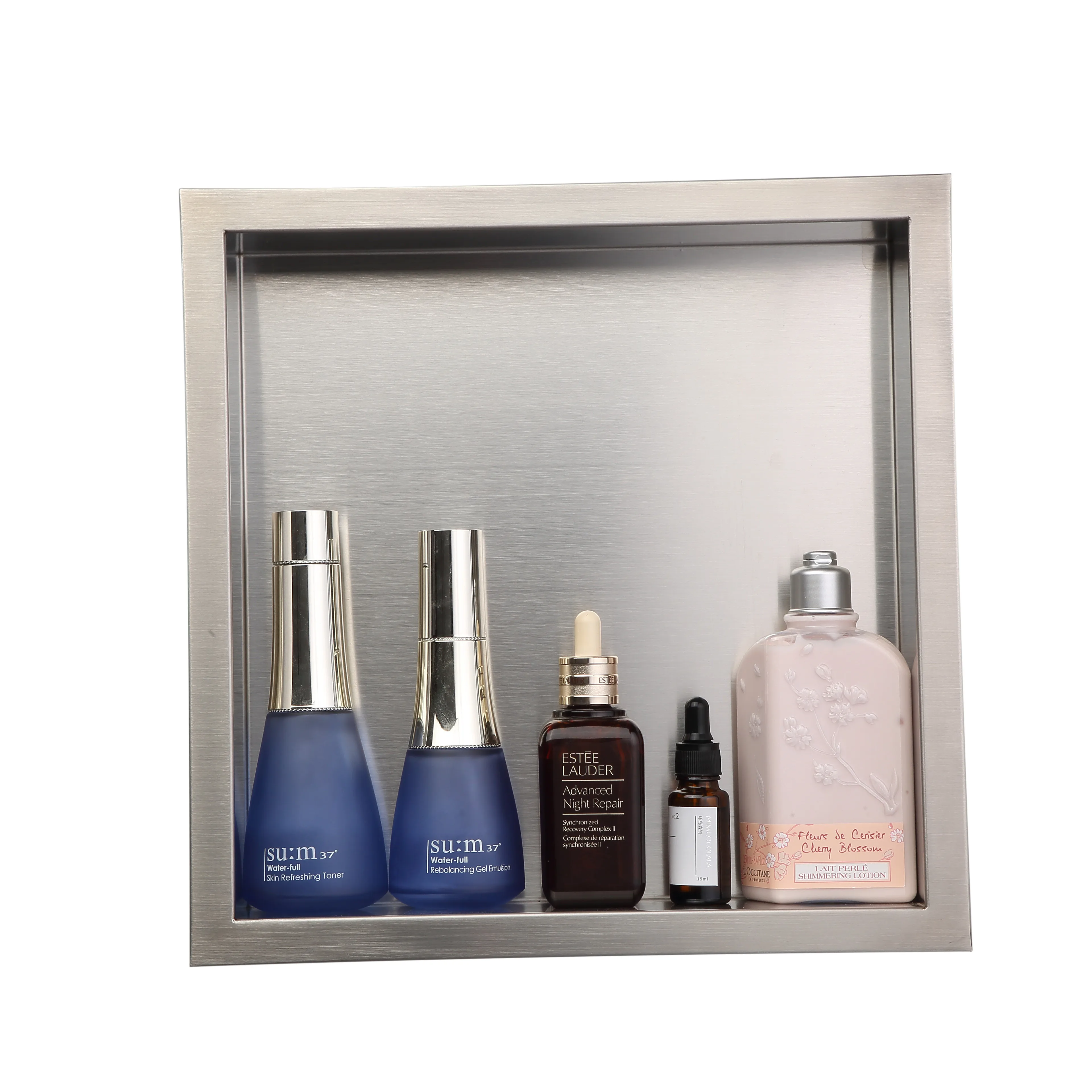 Стальные черные матовые утопленные металлические настенные ниши с полкой для ванной комнаты и душа