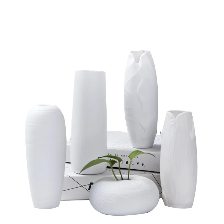 White dry flower ceramic vase small pure and fresh and simple modern sitting room table TV cabinet household decoration furnishs